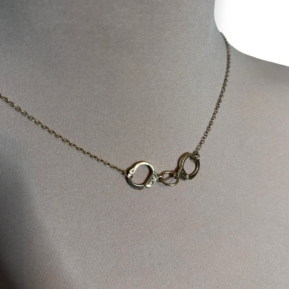 Jessica Matrasko Jewelry Tiny Handcuffs Necklace - Gold